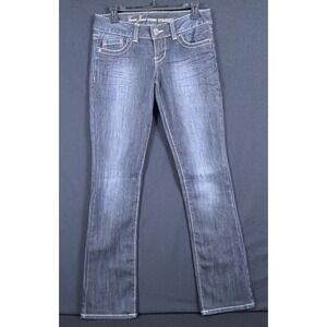 Womens Guess Jeans 30x34 Pismo Straught Fit Low Rise SZ 27 Dark Wash Feathering